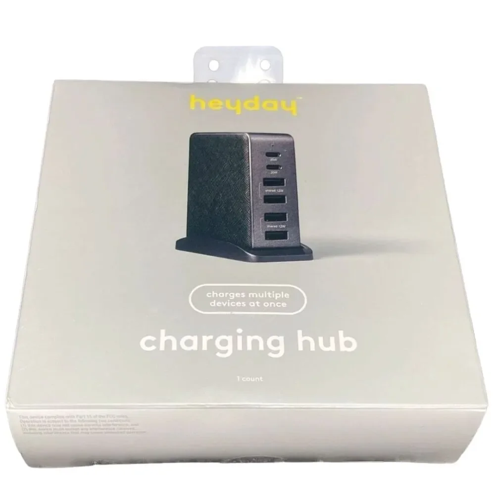 64W USB C Charging Station 6 Port Fast Charger Multiple Devices Black New